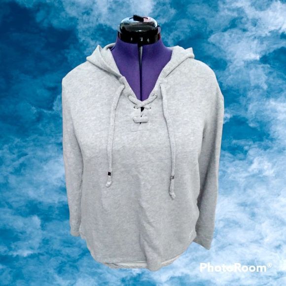 Michael Kors Grey Waffle Knit Thermal Top - Picture 1 of 5